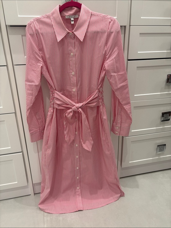 10 Crosby Derek Lam Dresses & Skirts - 10 Crosby Derek Lam Pink Narrow-Stripe Button-Front Shirt Dress with Tie Waist